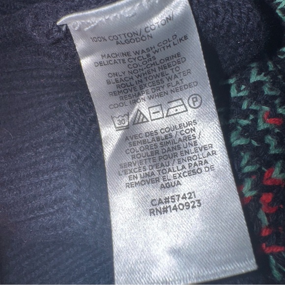 LOFT Strawberry V-Neck Sweater in Navy Blue Size X-Small - Picture 10 of 10